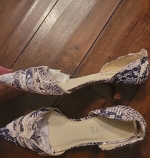Schutz Kitten Heel Pumps in Snakeskin